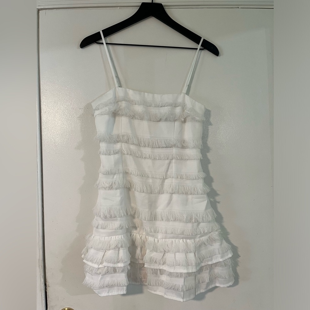Princess Polly Women’s Molina White Eyelash Mini Dress NWT 4